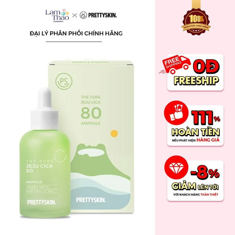  Tinh Chất Rau Má Pretty Skin The Pure JeJu Cica 80 Ampoule 