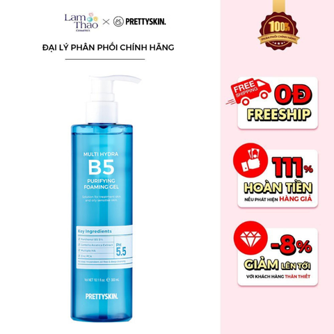  Gel Rửa Mặt Giúp Sạch Sâu, Phục Hồi Pretty Skin Multi Hydra B5 Purifying Foaming Gel 