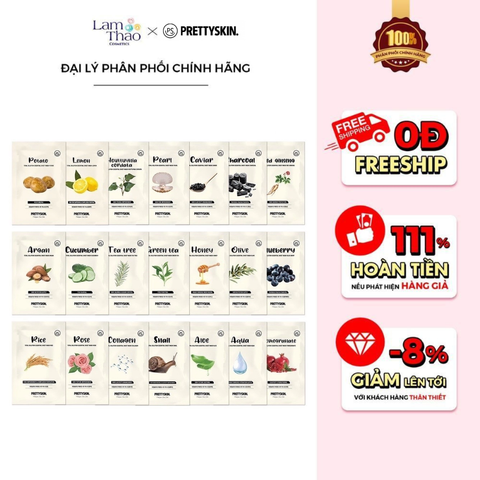  [MUA COMBO 10 MIẾNG/ 75K]Mặt Nạ Dưỡng Da Pretty Skin Total Solution Essential Sheet Mask 