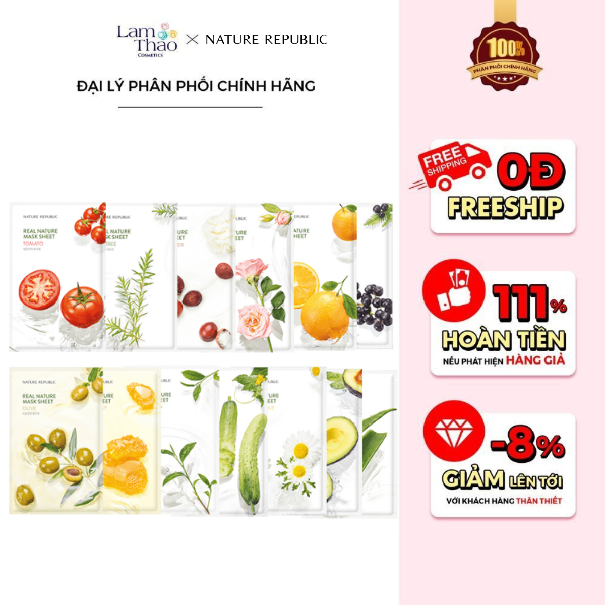 Mặt Nạ Dưỡng Da Nature Republic Real Nature Mask Sheet