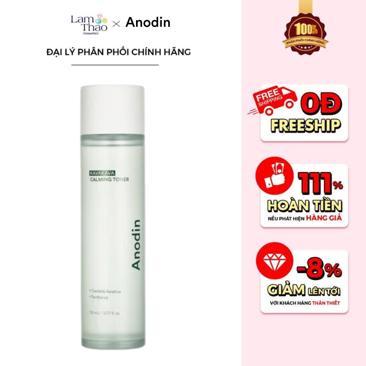 Nước Cân Bằng Làm Dịu Và Cấp Ẩm Sâu Anodin KavaKava Calming Toner