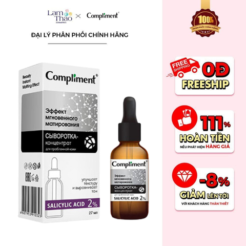  [DEAL 22/6 - 25/6 GIÁ SỐC] Tinh Chất Kiềm Dầu, Hỗ Trợ Giảm Mụn Cô Đặc Compliment Salicylic Acid 2% 