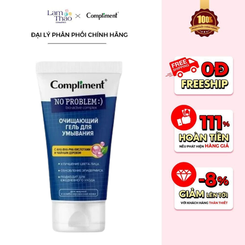  Gel Rửa Mặt Compliment No Problem Cleansing Gel Với AHA-BHA-PHA Acids 
