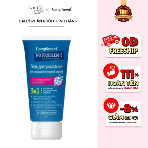  Gel Rửa Mặt Giảm Viêm Ngừa Mụn Kiềm Dầu Compliment No Problem Salicylic Acid 3in1 