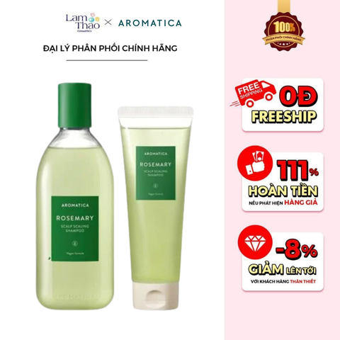  Dầu Gội Hỗ Trợ Phục Hồi Tóc Chiết Xuất Hương Thảo Aromatica Rosemary Scalp Scaling Shampoo 