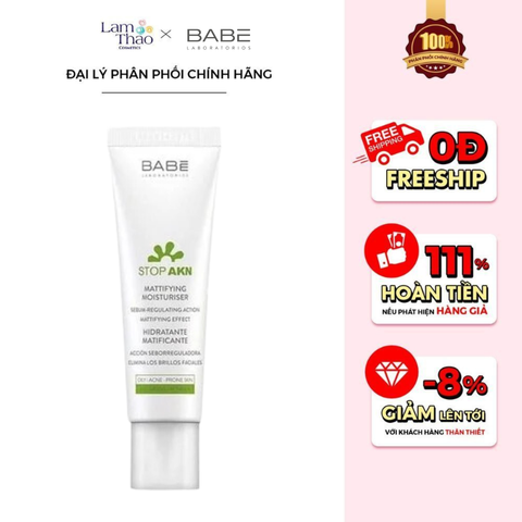  Kem Dưỡng Kiềm Dầu Hỗ Trợ Giảm Mụn Laboratorios BABE Stop AKN Mattifying Moisturiser 