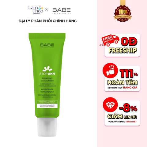  Kem Dưỡng Ẩm Phục Hồi Cho Da Mụn Laboratorios BABE Stop AKN Repairing Moisturiser 