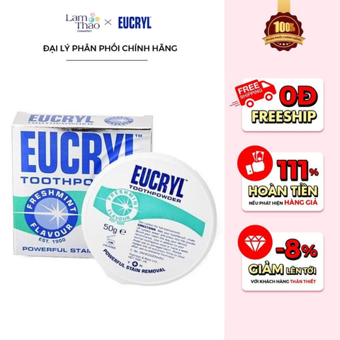  Bột Đánh Sạch Trắng Răng Eucryl Tooth Powder Freshmint 
