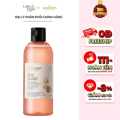  Nước Sen Hậu Giang Phục Hồi Đa Nhiệm Cho Da Rất Nhạy Cảm Cocoon Hau Giang Lotus Soothing Toner 