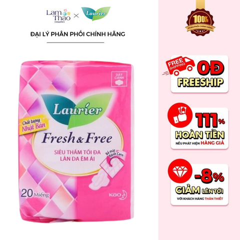  Băng Vệ Sinh Dày Cánh Laurier Fresh&Free 22cm 