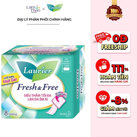  Băng Vệ Sinh Siêu Mỏng Không Cánh Laurier Fresh&Free 