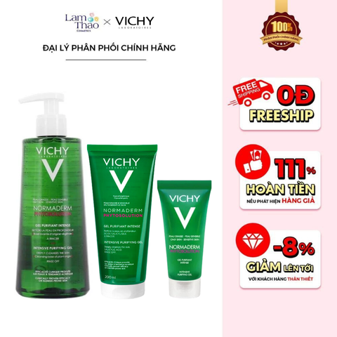  [KHÔNG ÁP DỤNG HTV]  Gel Rửa Mặt Giảm Mụn Giảm Nhờn Vichy Normaderm Phytosolution Intensive Purifying Gel 
