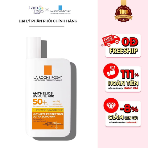  Chống Nắng Dạng Sữa Cho Da Nhạy Cảm La Roche-Posay Anthelios UVMune 400 Fluide Invisible SPF 50+ 
