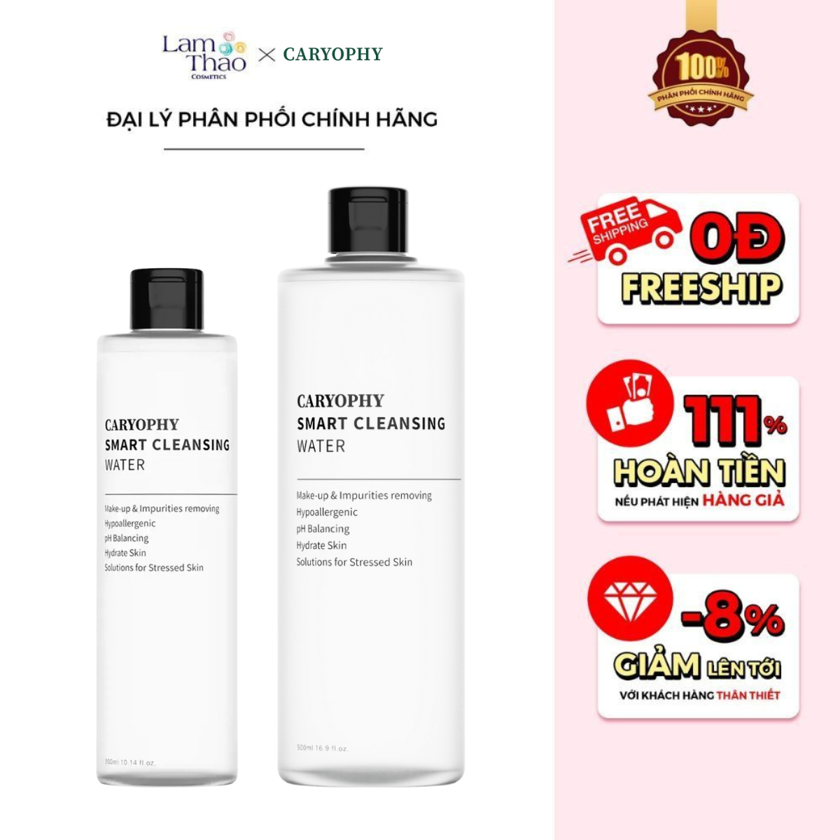 Nước Tẩy Trang Hỗ Trợ Ngăn Ngừa Mụn Caryophy Smart Cleansing