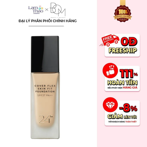  [TẶNG 1 NTT BOM 8TEA 30ML] Kem Nền Che Khuyết Điểm Lâu Trôi BOM Cover Flex Skin Fit Foundation SPF 37 PA++ 