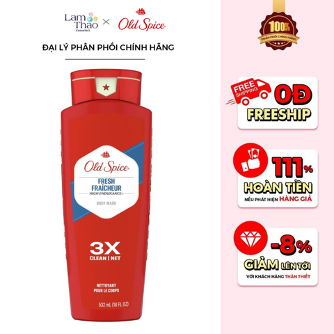  [TẶNG 01 NÓN BẢO HIỂM OLD SPICE] Gel Tắm Hương Năng Động Old Spice High Endurance Body Wash 