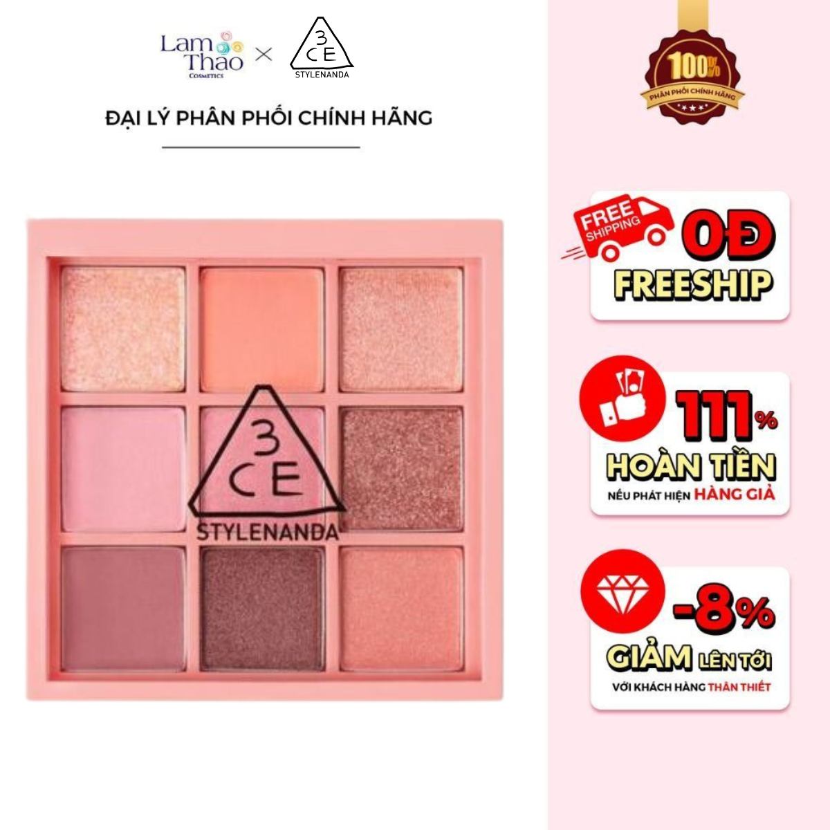 Bảng Phấn Mắt Nhũ 3CE Mood Recipe Multi Eye Color Palette