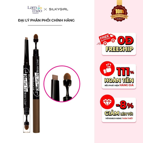  Chì Kẻ Mày 2 Đầu Lâu Trôi Silkygirl 24hr Flat Tip Brow Liner 