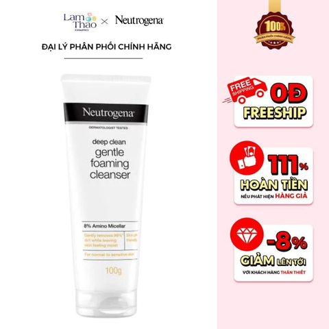  Sữa Rửa Mặt Làm Sạch Sâu Và Kiểm Soát Nhờn Neutrogena Deep Clean Gentle Foaming Cleanser 
