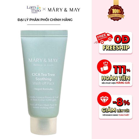  Mặt Nạ Dưỡng Da Chiết Xuất Tràm Trà Mary & May Cica Tea Tree Soothing Wash Off Pack 