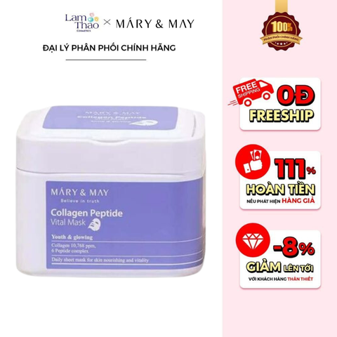  Mặt Nạ Dưỡng Da Ngăn Lão Hóa Mary & May Collagen Peptide Vital Mask 