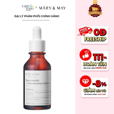  Tinh Chất Dưỡng Sáng Da Mary & May Niacinamide + Chaenomeles Sinensis Serum 