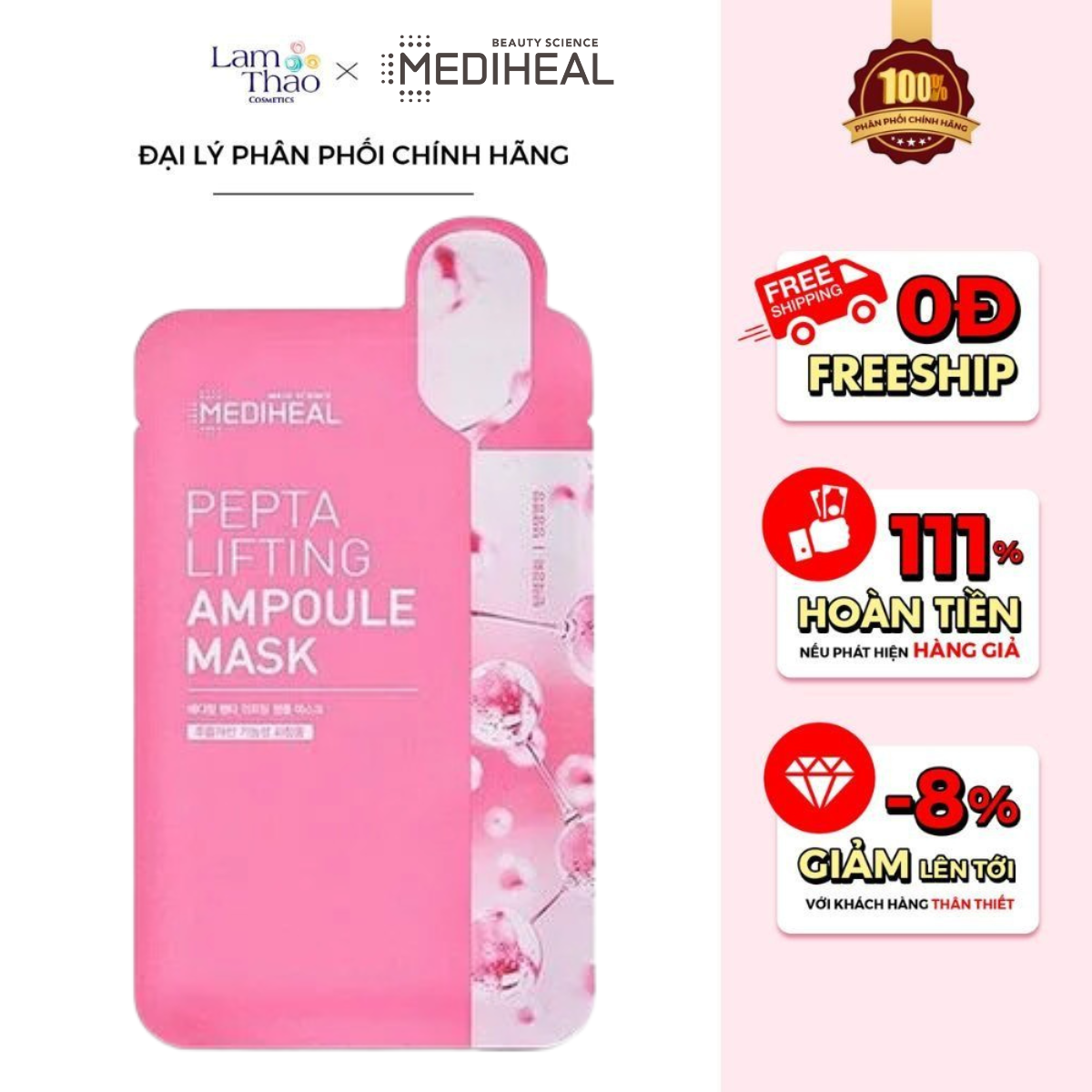 Mặt Nạ Nâng Cơ, Trẻ Hoá Da Mediheal Pepta Ampoule Mask