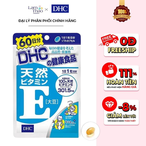  Viên Uống Bổ Sung Vitamin E DHC Natural Vitamin E 