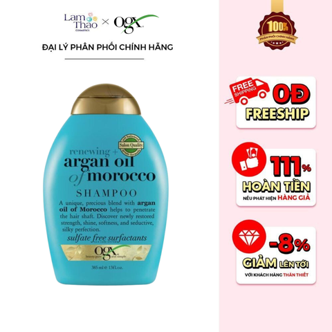  Dầu Gội Giúp Phục Hồi Tóc Hư Tổn OGX Argan Oil Renewing + Argan Oil of Morocco Shampoo 