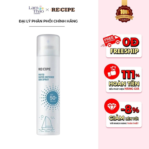 Xịt Chống Nắng Recipe Phyto Water Defense Sun Spray SPF50+ PA++++ 