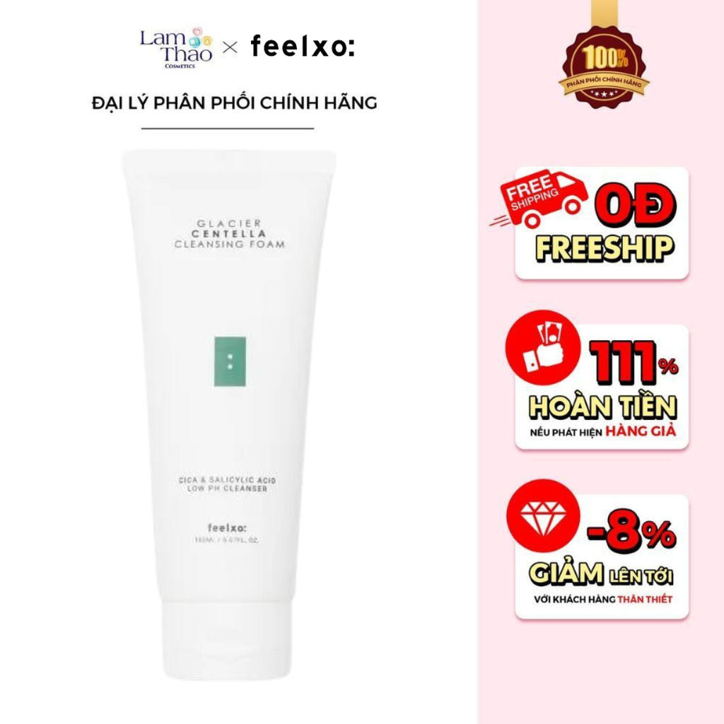 Sữa Rửa Mặt Tạo Bọt Chiết Xuất Rau Má Feelxo Glacier Centella Cleansing Foam 150ml