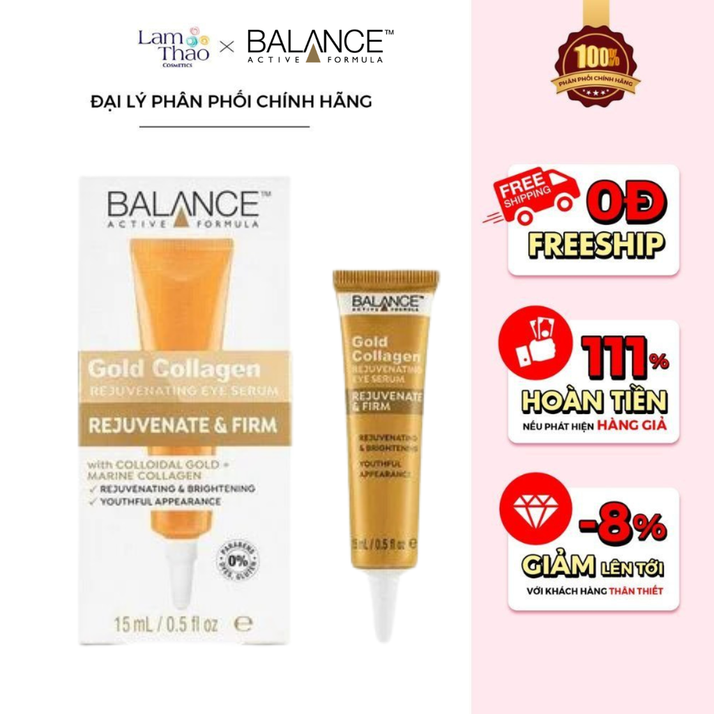 Kem Dưỡng Mắt Ngăn Ngừa Lão Hóa Căng Bóng Da Balance Active Formula Gold Collagen Rejuvenating Eye Serum ( Mẫu Mới )