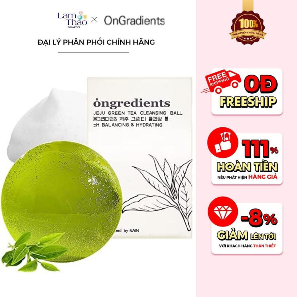 [TẶNG RANDOM 2 CARD BO GÓC CỦA NHÓM TREASURE] Sữa Rửa Mặt Bong Bóng Dạng Thạch Chiết Xuất Trà Xanh Ongredients Green Tea Cleansing Ball [KHI MUA 5 HỘP TRỞ LÊN TẶNG THÊM STANDEE MINI + 2 SPECIAL CARD]