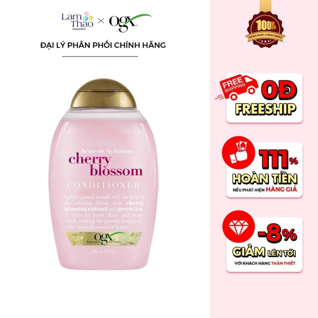 Dầu Xả Chiết Xuất Hoa Anh Đào Cấp Ẩm Cho Tóc OGX Heavenly Hydration + Cherry Blossom Conditioner