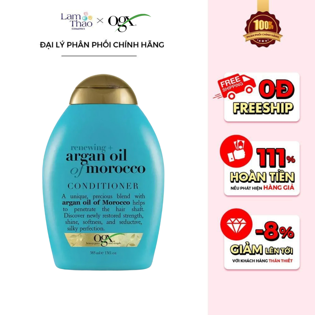 Dầu Xả Giúp Phục Hồi Tóc Hư Tổn OGX Argan Oil Renewing + Argan Oil of Morocco Conditioner