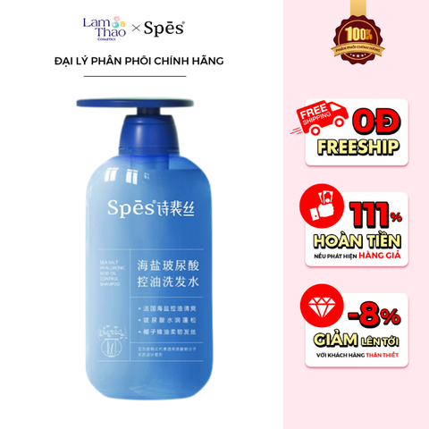  Dầu Gội Chiết Xuất Muối Biển Hỗ Trợ Kiềm Dầu SPES Sea Salt Hyaluronic Acid Hydrating Shampoo 