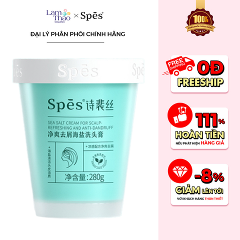  Dầu Gội Tẩy Tế Bào Chết Chiết Xuất Muối Biển Hỗ Trợ Làm Sạch Và Giúp Tóc Bồng Bềnh SPES Seasalt Cream For Scalp 