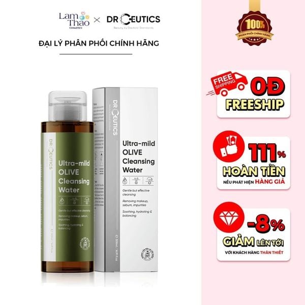 Nước Tẩy Trang Làm Sạch Sâu Và Dưỡng Ẩm Cho Mọi Loại Da, Da Nhạy Cảm DrCeutics Ultra Mild Olive Cleansing Water