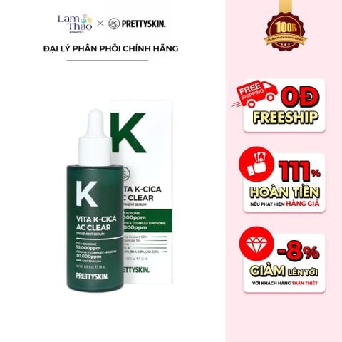 Tinh Chất Phục Hồi Tái Tạo Da, Hỗ Trợ Ngừa Mụn Pretty Skin Vita K-Cica AC Clear Treatment Serum 