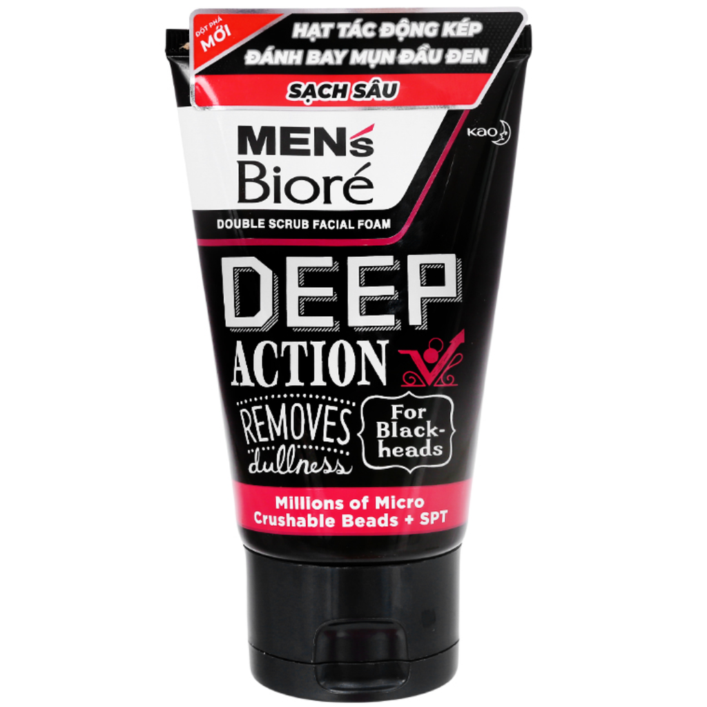 Sữa Rửa Mặt Sạch Sâu Đánh Bay Mụn Đầu Đen Men's Bioré Deep Action Double Scrub Facial Foam