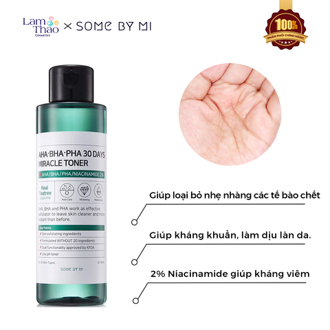  Nước Hoa Hồng Hỗ Trợ Giảm Mụn Some By Mi AHA-BHA-PHA 30 Days Miracle Toner 