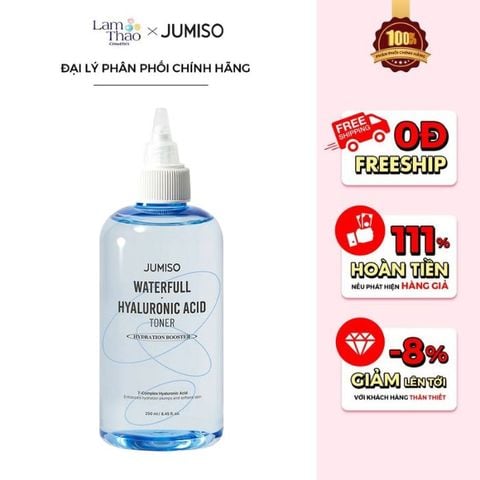  [FLASH SALE 05.01 KHUNG 9H - 11H TẶNG 02 SERUM JUMISO 5ML] Nước Hoa Hồng Cấp Ẩm Jumiso Waterfull Hyaluronic Acid Toner 