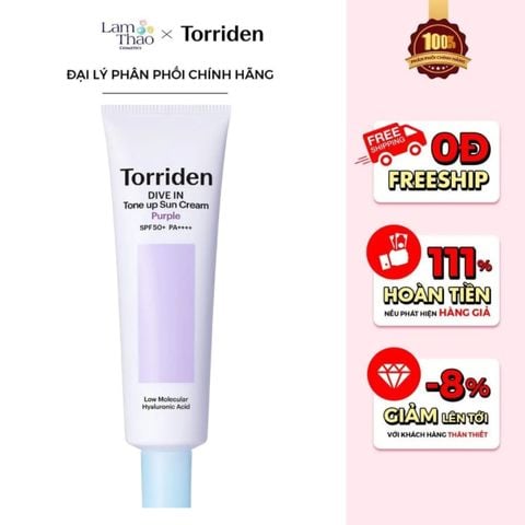  Kem Chống Nắng Nâng Tone Torriden Dive In Tone Up Sun Cream Purple SPF 50+ PA++++ 