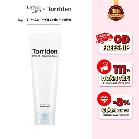  Sữa Rửa Mặt Làm Dịu Cấp Ẩm Torriden Dive In Low Molecular Hyaluronic Acid Cleansing Foam 