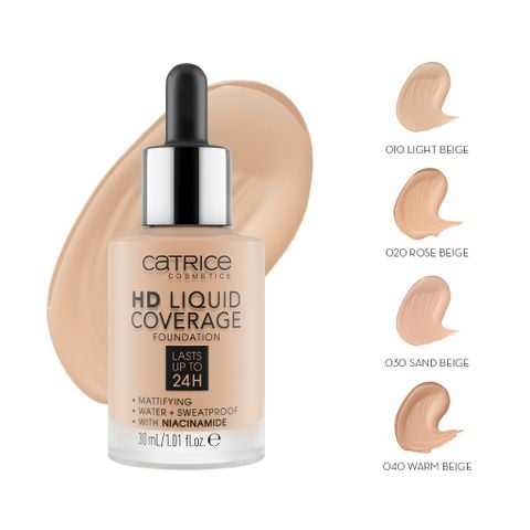  [TẶNG CỌ TÁN KEM NỀN] Kem Nền Che Phủ Kiềm Dầu 24H Catrice HD Liquid Coverage Foundation 