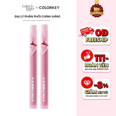  Son Tint Hiệu Ứng Gương Colorkey Airy Lip Gloss Mirror Series Pink Sweetie Ice Cream 