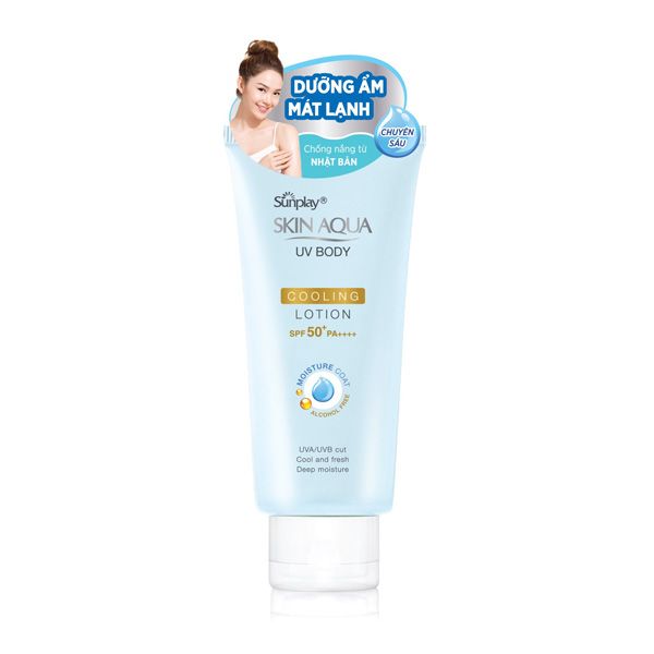 [HÓA ĐƠN SUNPLAY SKIN AQUA từ 199K TẶNG 1 TÚI REN HOA CÚC + 1 LOTION DƯỠNG THỂ 15G] Sữa Dưỡng Thể Chống Nắng Mát Lạnh Sunplay Skin Aqua UV Body Cooling Lotion SPF 50+ PA++++