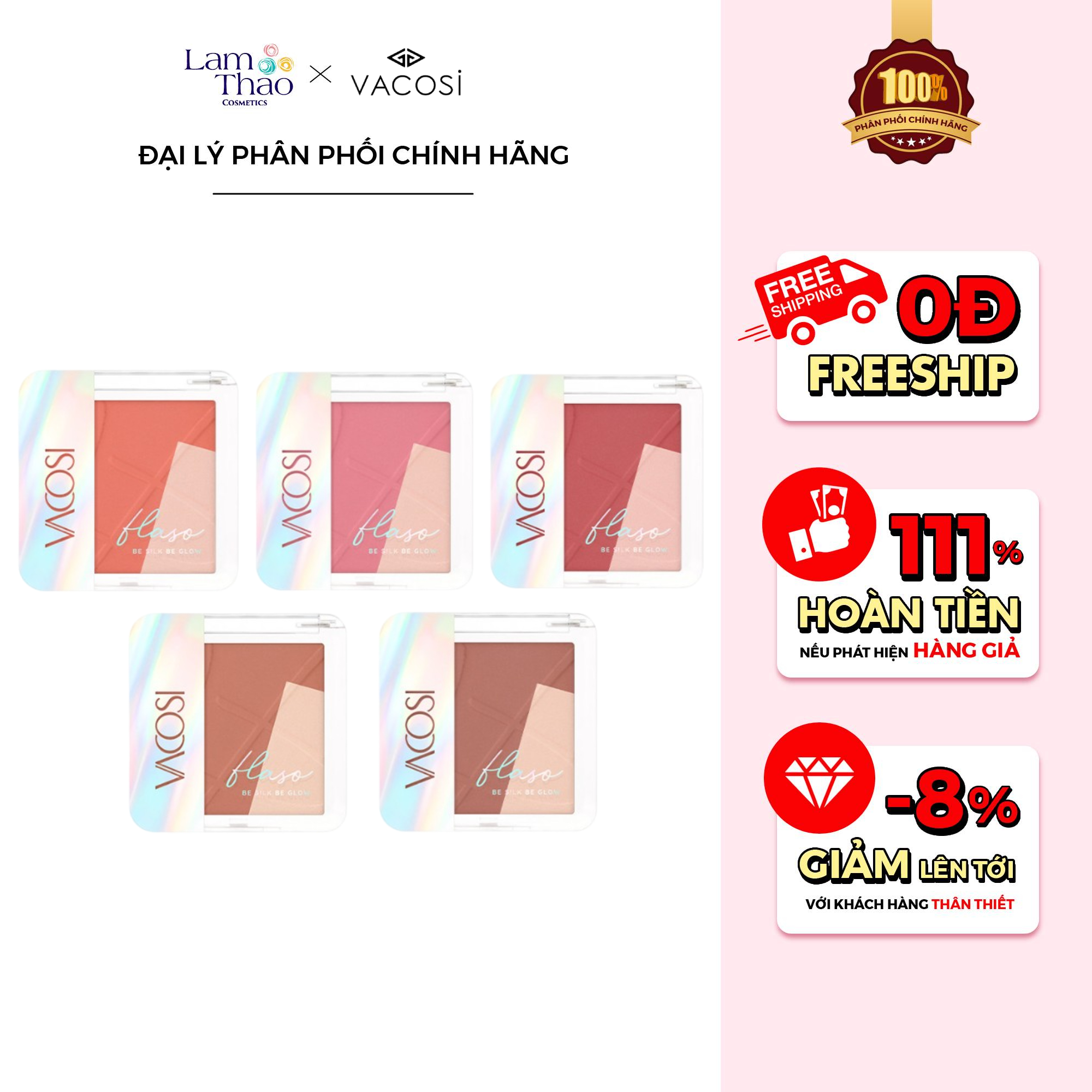 Phấn Má Hồng Bắt Sáng Vacosi Flaso Blush Set