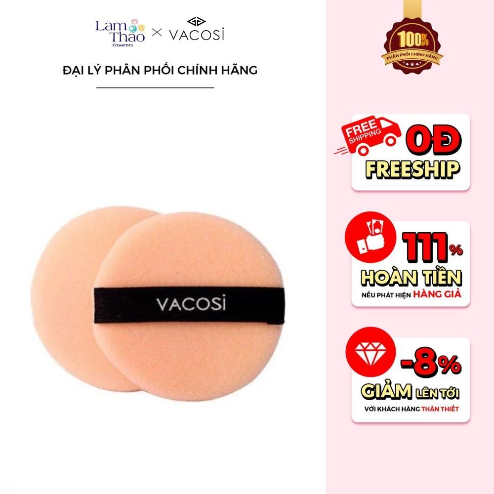 Bông Phấn Khô Tròn Nhỏ Vacosi Small Round Puff BP01( 2 Cái )