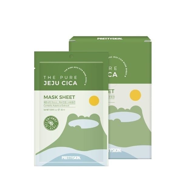 Mặt Nạ Chiết Xuất Rau Má Pretty Skin The Pure Jeju Cica Mask Sheet